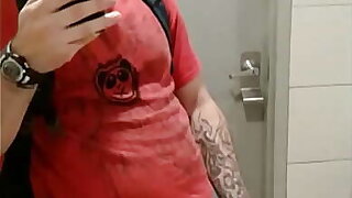 Dope dick public restroom masturbation